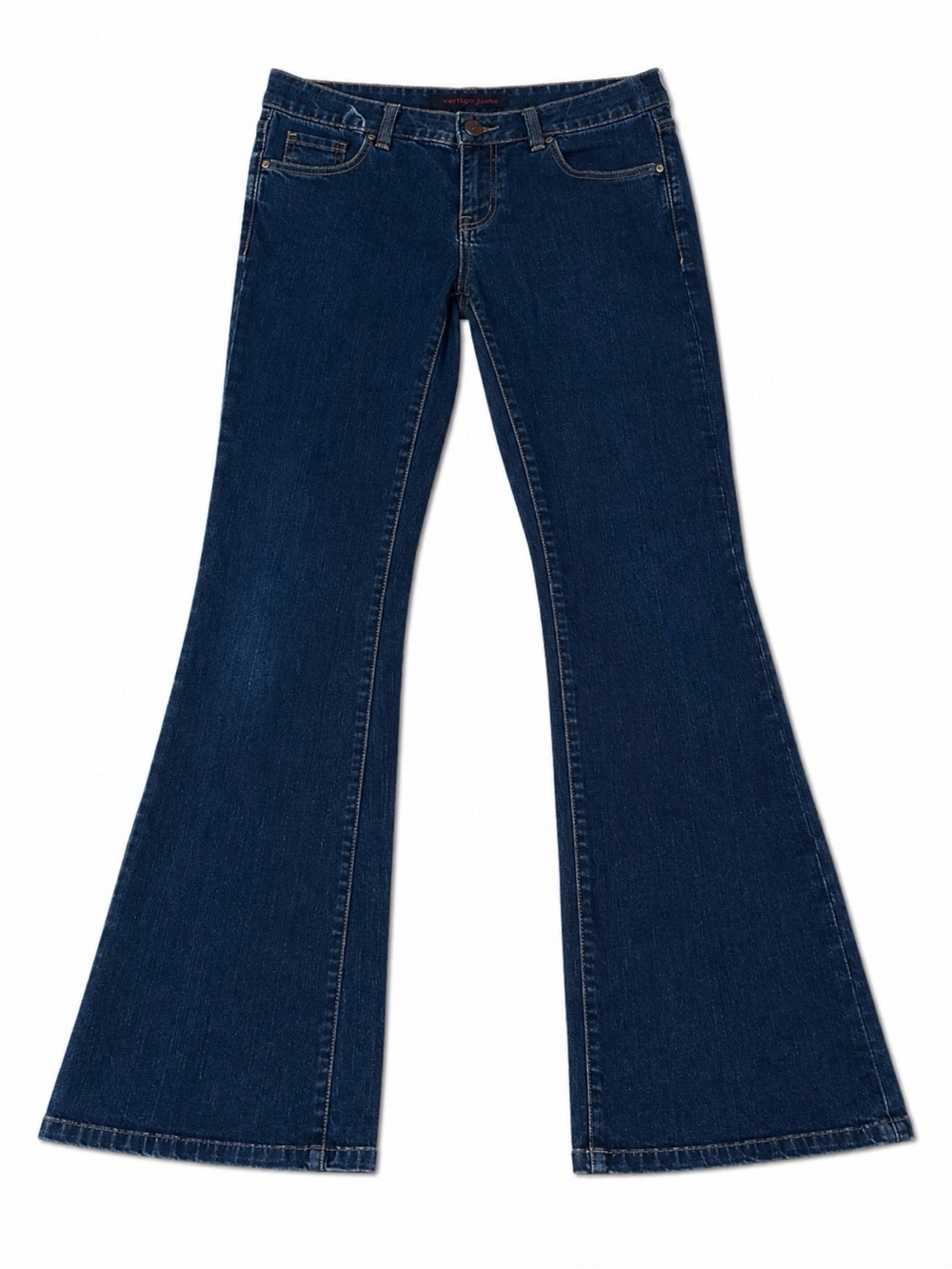Vertigo Jeans Women’s Embroidered Flare Jeans Dark Wash Y2K Stretch Size 31 - Picture 1 of 9